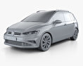 Volkswagen Golf Sportswan 2016 3D 모델  clay render