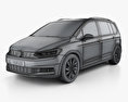 Volkswagen Touran mit Innenraum 2018 3D-Modell wire render