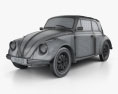 Volkswagen Beetle コンバーチブル 1975 3Dモデル wire render