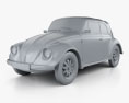 Volkswagen Beetle Cabriolet 1975 Modèle 3d clay render