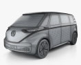 Volkswagen ID Buzz concept с детальным интерьером 2017 3D модель wire render