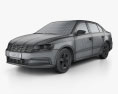 Volkswagen Lavida Седан с детальным интерьером 2017 3D модель wire render