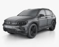 Volkswagen Tiguan Off-road HQインテリアと 2017 3Dモデル wire render