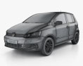Volkswagen Fox Highline 2020 3D-Modell wire render
