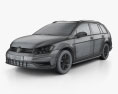 Volkswagen Golf variant Comfortline 2019 3D-Modell wire render
