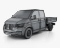 Volkswagen Transporter Подвійна кабіна Pickup 2022 3D модель wire render