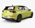 Volkswagen Golf Style 5-Türer Fließheck 2023 3D-Modell Rückansicht