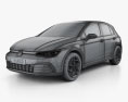 Volkswagen Golf Style 5门 掀背车 2023 3D模型 wire render