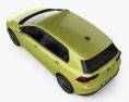 Volkswagen Golf Style 5 porte hatchback 2023 Modello 3D vista dall'alto