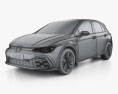 Volkswagen Golf GTE 5ドア ハッチバック 2023 3Dモデル wire render