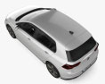 Volkswagen Golf GTE 5 portes hatchback 2023 Modèle 3d vue du dessus