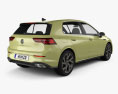 Volkswagen Golf R-Line 5ドア ハッチバック 2023 3Dモデル 後ろ姿