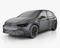 Volkswagen Golf R-Line 5 portes hatchback 2023 Modèle 3d wire render