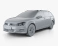 Volkswagen Golf variant Trendline 2019 3Dモデル clay render