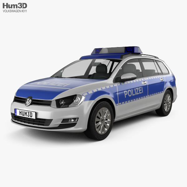 Volkswagen Golf variant Поліція Німеччини 2019 3D модель