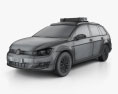 Volkswagen Golf variant Police Germany 2019 3d model wire render