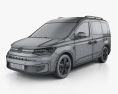 Volkswagen Caddy Life 2023 3D-Modell wire render