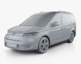 Volkswagen Caddy Life 2023 3Dモデル clay render