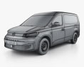 Volkswagen Caddy Maxi パネルバン 2023 3Dモデル wire render