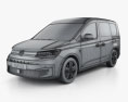 Volkswagen Caddy Fourgon 2023 Modèle 3d wire render