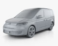 Volkswagen Caddy パネルバン 2023 3Dモデル clay render
