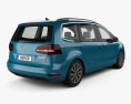 Volkswagen Sharan mit Innenraum 2019 3D-Modell Rückansicht