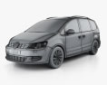 Volkswagen Sharan з детальним інтер'єром 2019 3D модель wire render