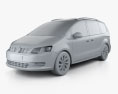 Volkswagen Sharan HQインテリアと 2019 3Dモデル clay render