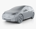 Volkswagen ID.3 1st з детальним інтер'єром та двигуном 2022 3D модель clay render