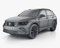 Volkswagen Tiguan eHybrid 2023 3D模型 wire render