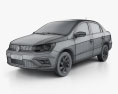 Volkswagen Voyage 2021 3D-Modell wire render