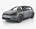 Volkswagen Golf GTE ハッチバック 5ドア HQインテリアと 2019 3Dモデル wire render