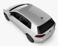 Volkswagen Golf GTE hatchback 5 porte con interni 2019 Modello 3D vista dall'alto