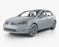 Volkswagen Golf GTE hatchback 5 puertas con interior 2019 Modelo 3D clay render