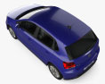 Volkswagen Polo 5 porte hatchback 2022 Modello 3D vista dall'alto