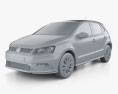 Volkswagen Polo 5도어 해치백 2022 3D 모델  clay render