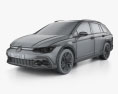 Volkswagen Golf Alltrack 2023 3D модель wire render