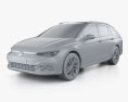 Volkswagen Golf Alltrack 2023 3Dモデル clay render