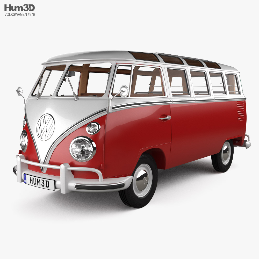 Volkswagen Transporter T1 Passenger Van with HQ interior 1953 3D model