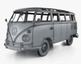 Volkswagen Transporter Пасажирський фургон з детальним інтер'єром 1953 3D модель wire render