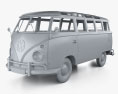 Volkswagen Transporter Furgoneta de Pasajeros con interior 1953 Modelo 3D clay render