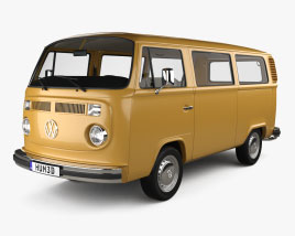 Volkswagen Transporter T2 Passenger Van with HQ interior 1975 3D model