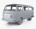 Volkswagen Transporter Fourgonnette de Tourisme avec Intérieur 1975 Modèle 3d clay render