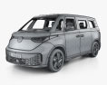 Volkswagen ID Buzz mit Innenraum 2024 3D-Modell wire render