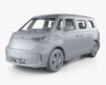 Volkswagen ID Buzz mit Innenraum 2024 3D-Modell clay render