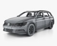 Volkswagen Passat variant with HQ interior and Engine 2014 3D 모델  wire render