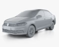 Volkswagen Santana sedan 2024 3D-Modell clay render