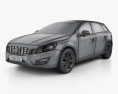 Volvo V60 2014 3D 모델  wire render