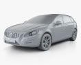 Volvo V60 2014 3Dモデル clay render