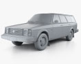 Volvo 245 wagon 1993 3d model clay render
